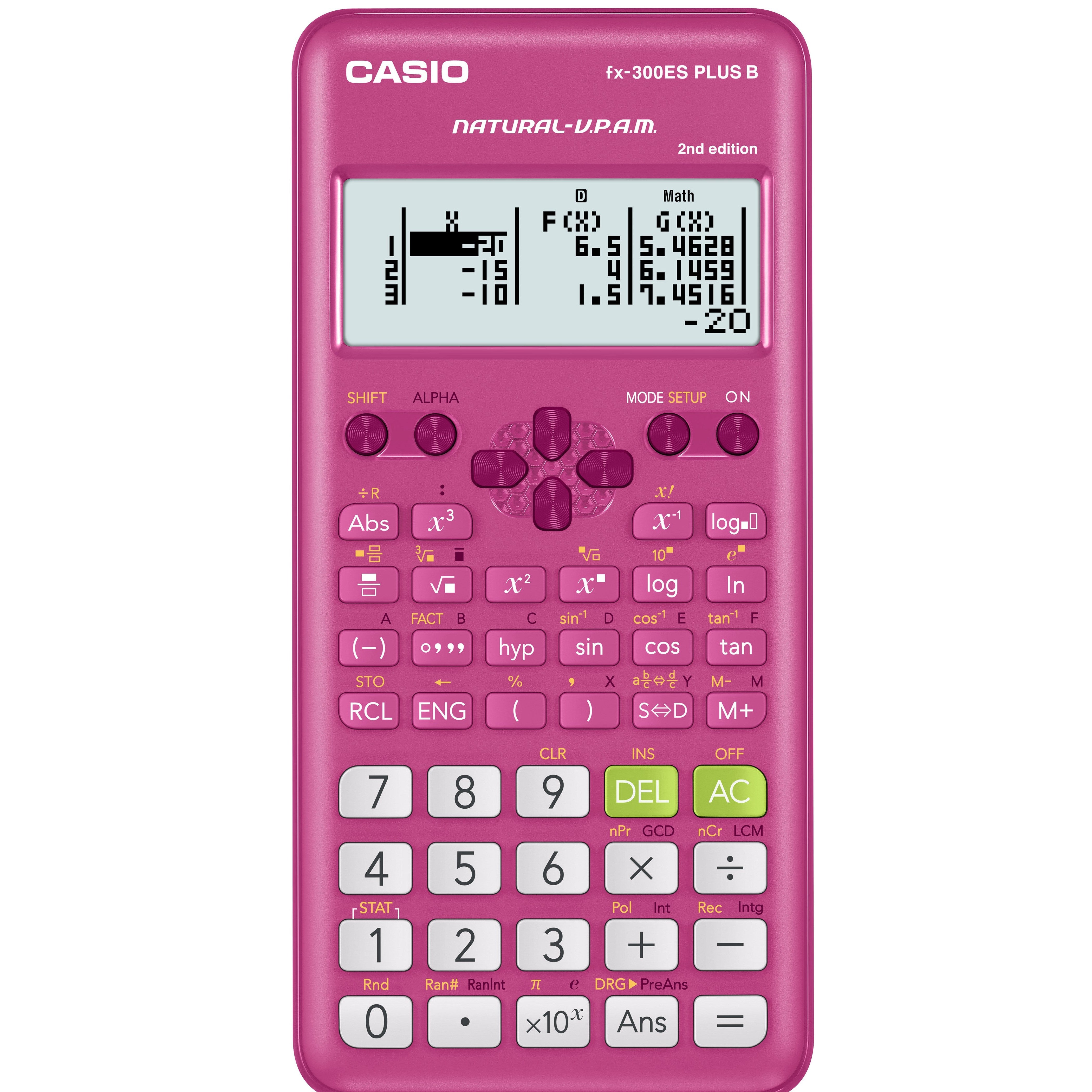 Casio fx-300ES PLUS B 2nd Edition Scientific Calculator (Pink) - Underwood Distributing Co.