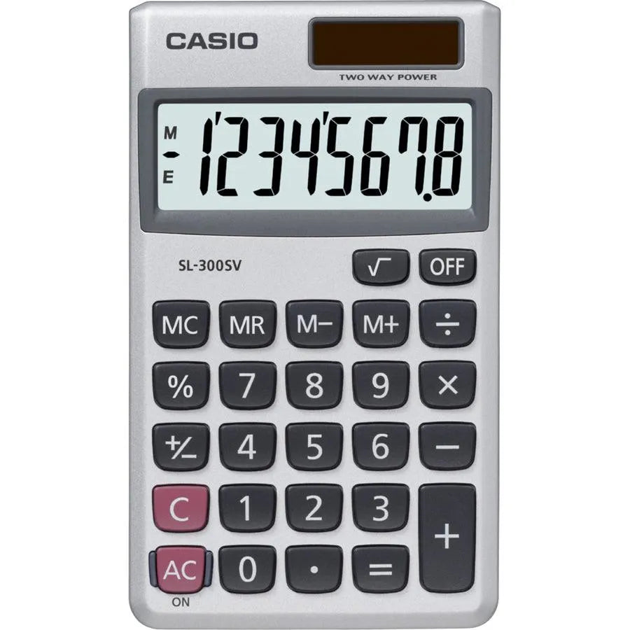 Casio SL-300SV handheld calculator with large display, available at Underwood Distributing Co.