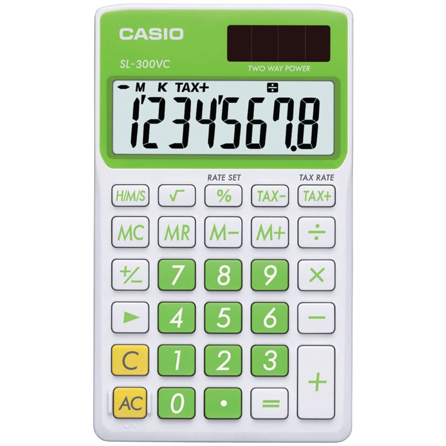 Casio SL300VC-GN Portable Calculator - Lime Green - Underwood Distributing Co.