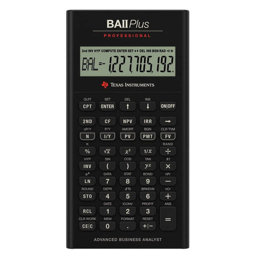 Texas Instruments BA II Plus Professional financial calculator, featured by Underwood Distributing Co.
