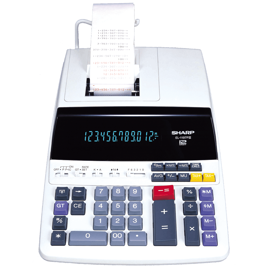 Sharp EL-1197PIII - 12 Digit Commerical Printing Calculator - Underwood Distributing Co.
