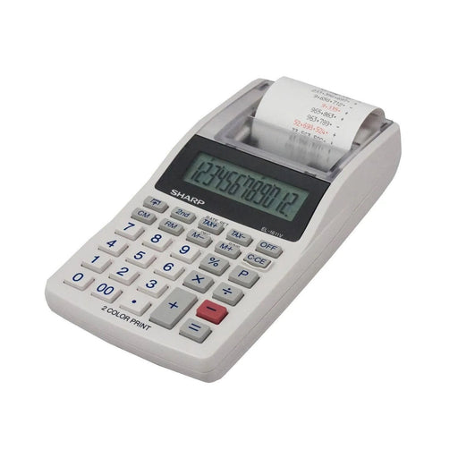 Sharp EL-1611V handheld printing calculator with paper roll, offered by Underwood Distributing Co.