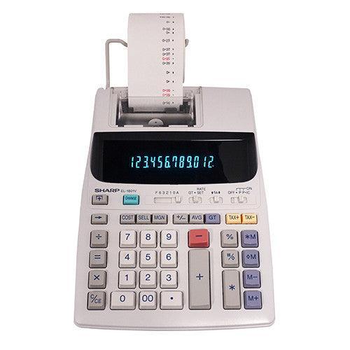 Sharp EL-1801V - 12 Digit Compact Printing Calculator - Underwood Distributing Co.