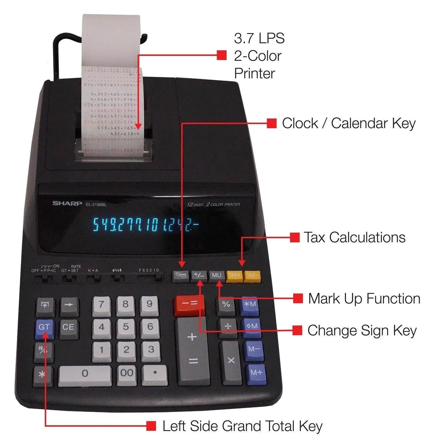 Sharp EL-2196BL - 12 Digit Printing Calculator – Underwood