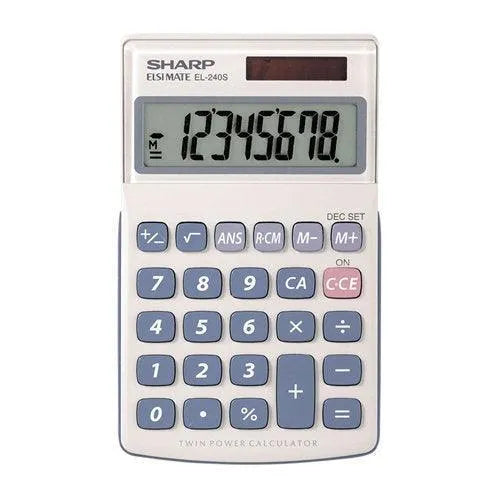 Sharp EL-240SAB 8-digit handheld calculator with large display at Underwood Distributing Co.