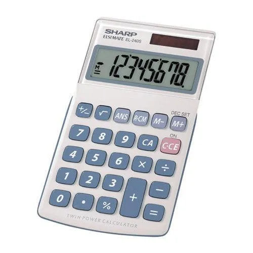 Sharp EL-240SAB 8-digit handheld calculator with large buttons, listed by Underwood Distributing Co.
