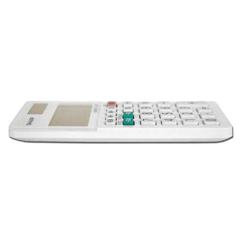 Sharp EL-244WB 8-digit professional pocket calculator, white, side view, Underwood Distributing Co.