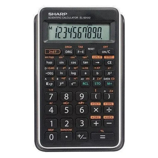 Sharp EL-501X2 scientific calculator with black buttons, sold by Underwood Distributing Co.