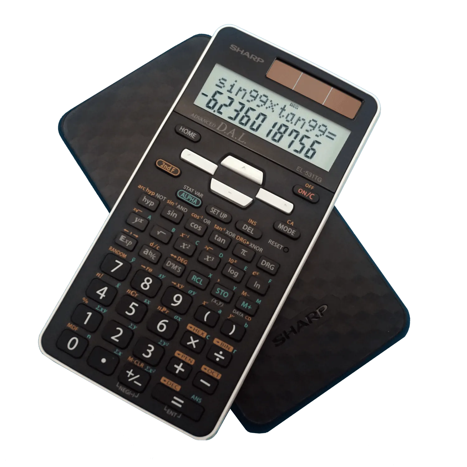 Sharp EL-531TGBBW scientific calculator with 2-line display, black, sold by Underwood Distributing Co.