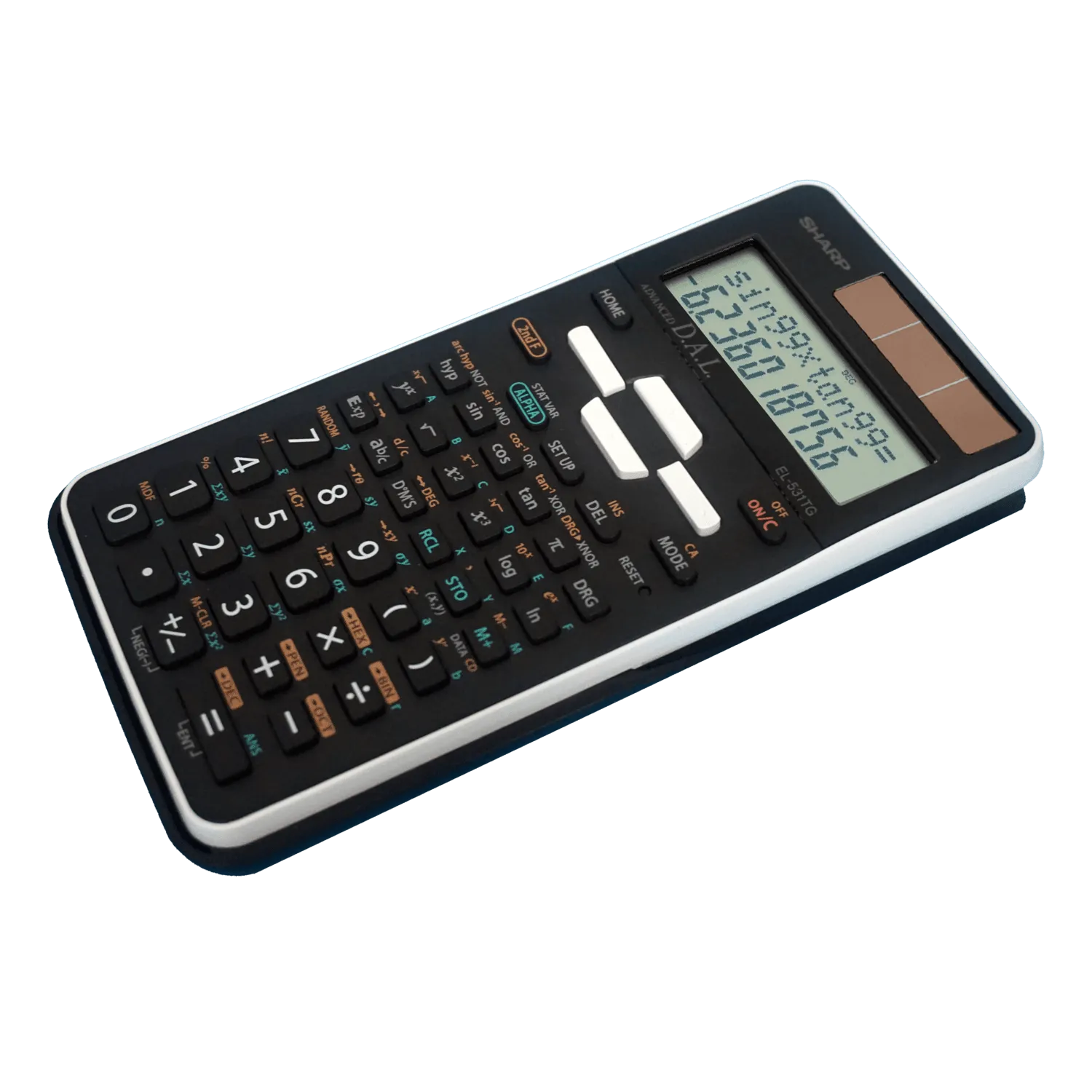 Sharp EL-531TGBBW scientific calculator with two-line display, black, sold by Underwood Distributing Co.