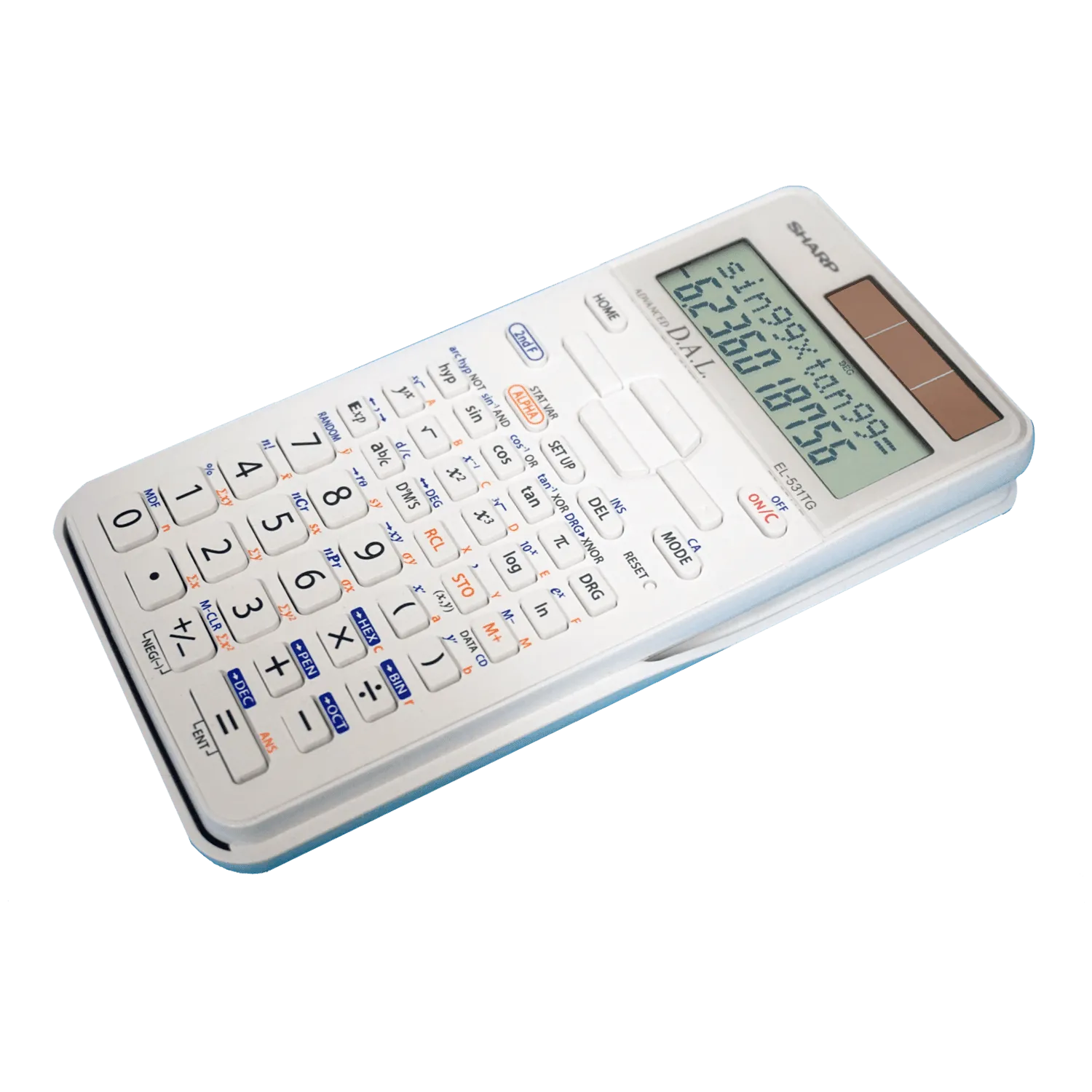 Sharp EL-531TGBDW scientific calculator with 2-line display in white from Underwood Distributing