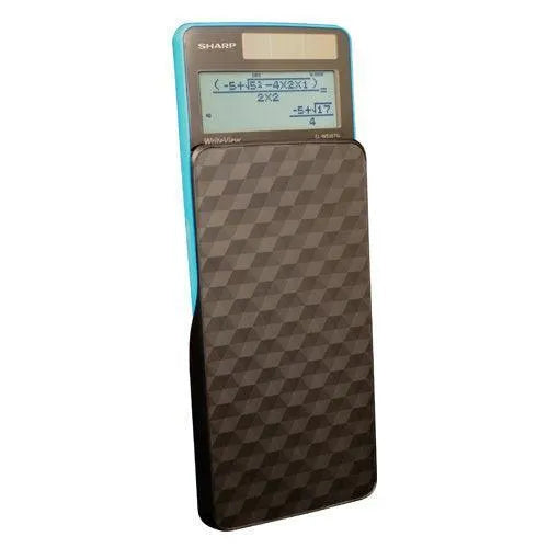 Sharp EL-W535TGBBL scientific calculator with WriteView 4-line display and geometric case