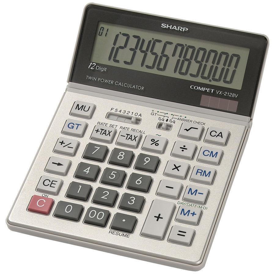 Sharp VX2128V - 12 Digit Commercial Desktop Calculator - Underwood Distributing Co.