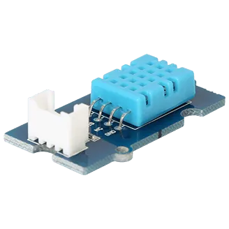 DHT temperature and humidity sensor module on blue PCB, Underwood Distributing Co.