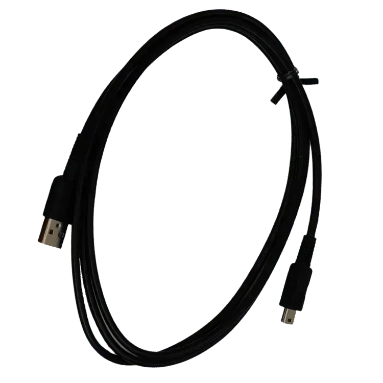 Texas Instruments calculator charging cable, USB to mini USB, Underwood Distributing Co.