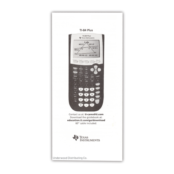 Texas Instruments Graphing Calculator Replacement Quick Reference Guide - Underwood Distributing Co.