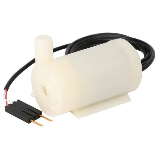 Compact white water pump with black power cable, sold by Underwood Distributing Co.
