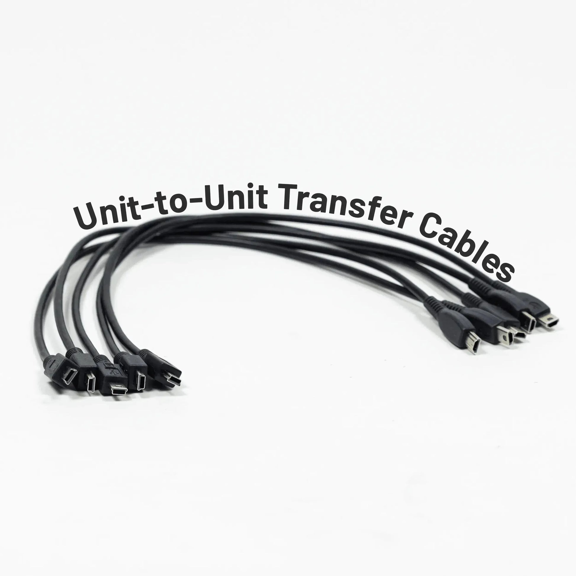 Unit-to-unit transfer cables for Texas Instruments calculators shown on white background
