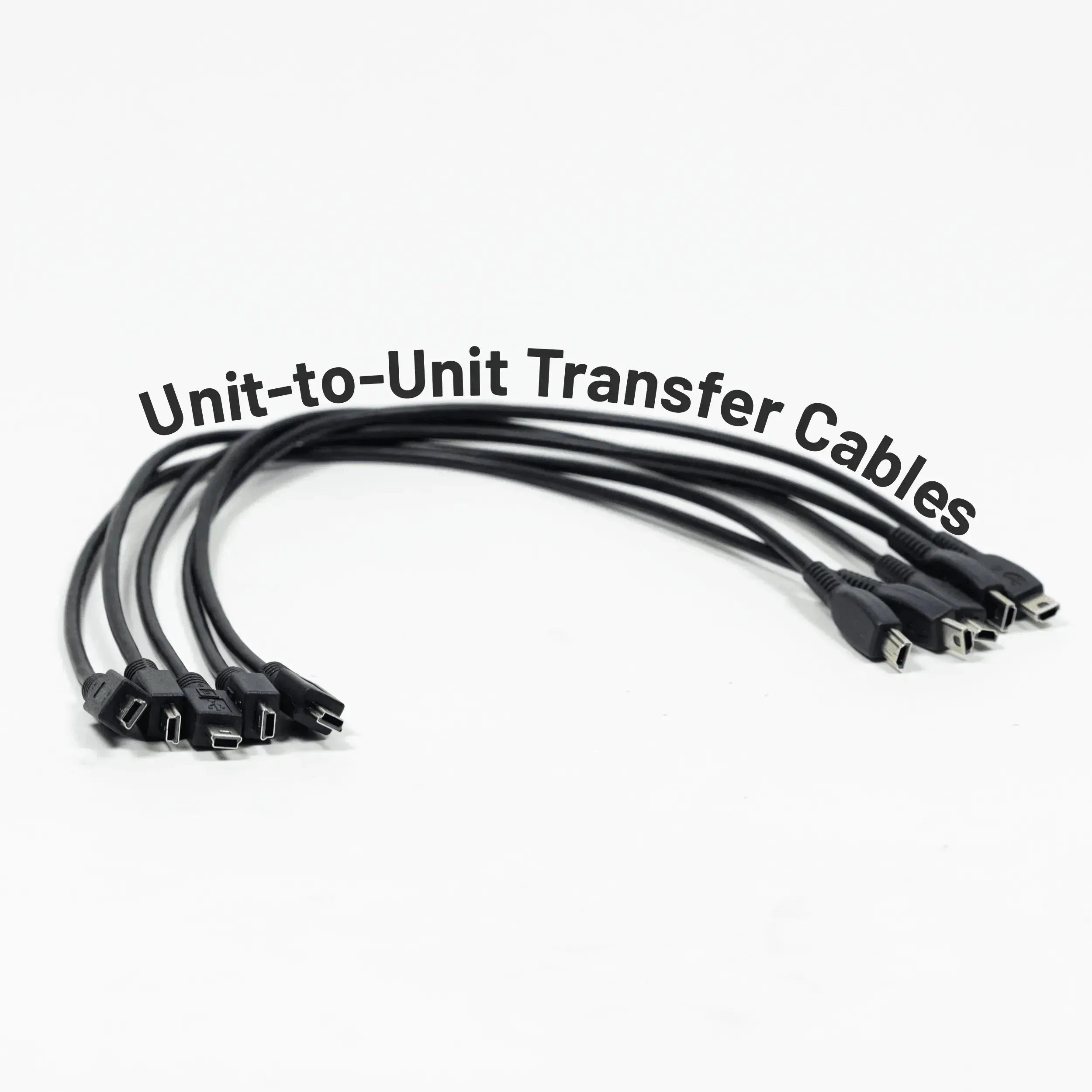 Unit-to-unit transfer cables for Texas Instruments calculators shown on white background