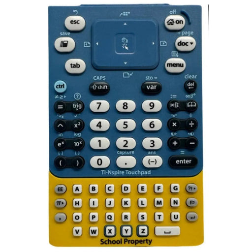 Texas Instruments TI-Nspire Touchpad keypad for calculators, labeled for school property