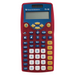 Texas Instruments TI-10 elementary calculator with red and blue buttons, Underwood Distributing Co.