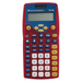 Texas Instruments TI-10 elementary calculator, red and blue, from Underwood Distributing Co.