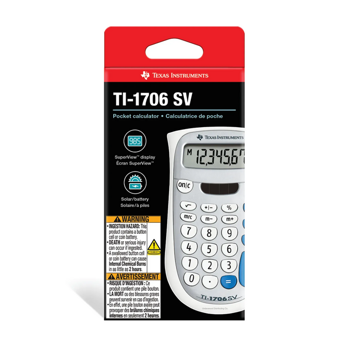 TI-1706 SV Basic Calculator - Underwood Distributing Co.