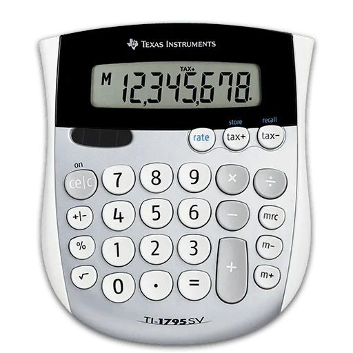 Texas Instruments TI-1795SV basic calculator with large display, offered by Underwood Distributing Co.