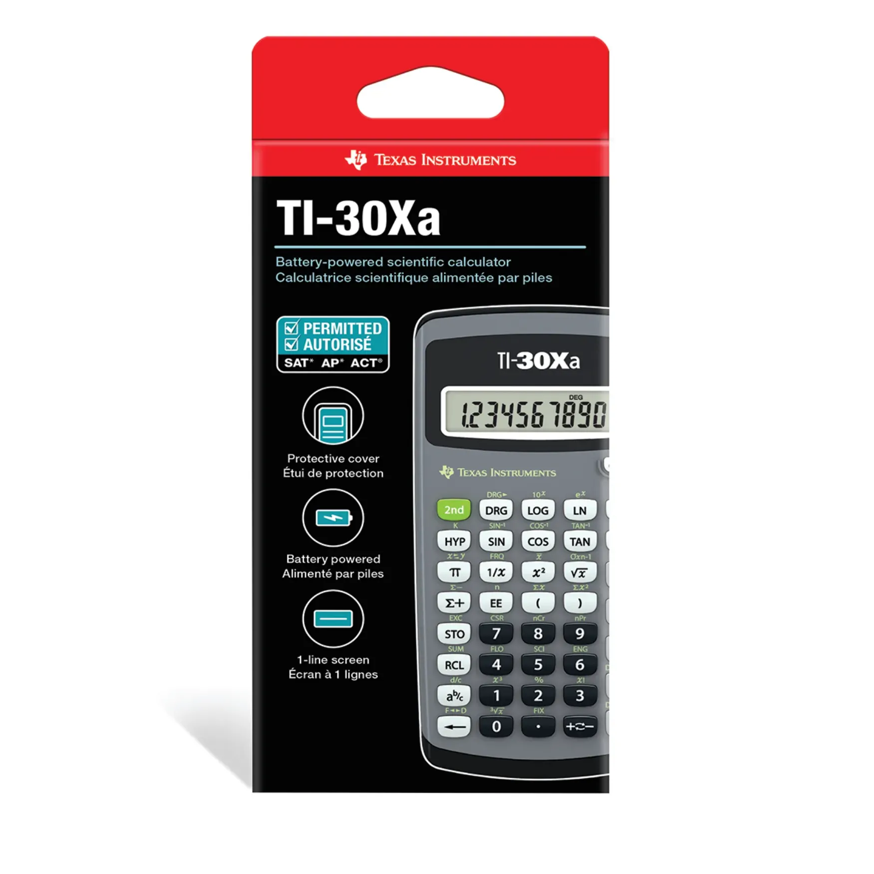 Texas Instruments TI-30Xa scientific calculator in retail packaging, available at Underwood Distributing Co.