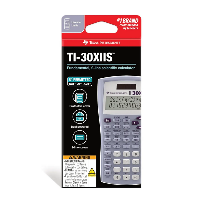 Texas Instruments TI-30XIIS lavender scientific calculator in retail packaging, Underwood Distributing