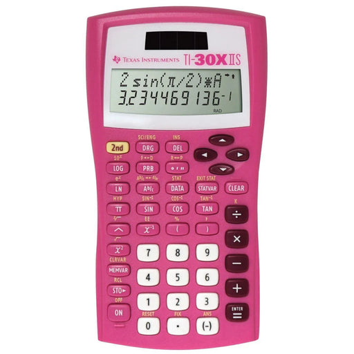 Pink Texas Instruments TI-30XIIS scientific calculator, solar powered, at Underwood Distributing Co.