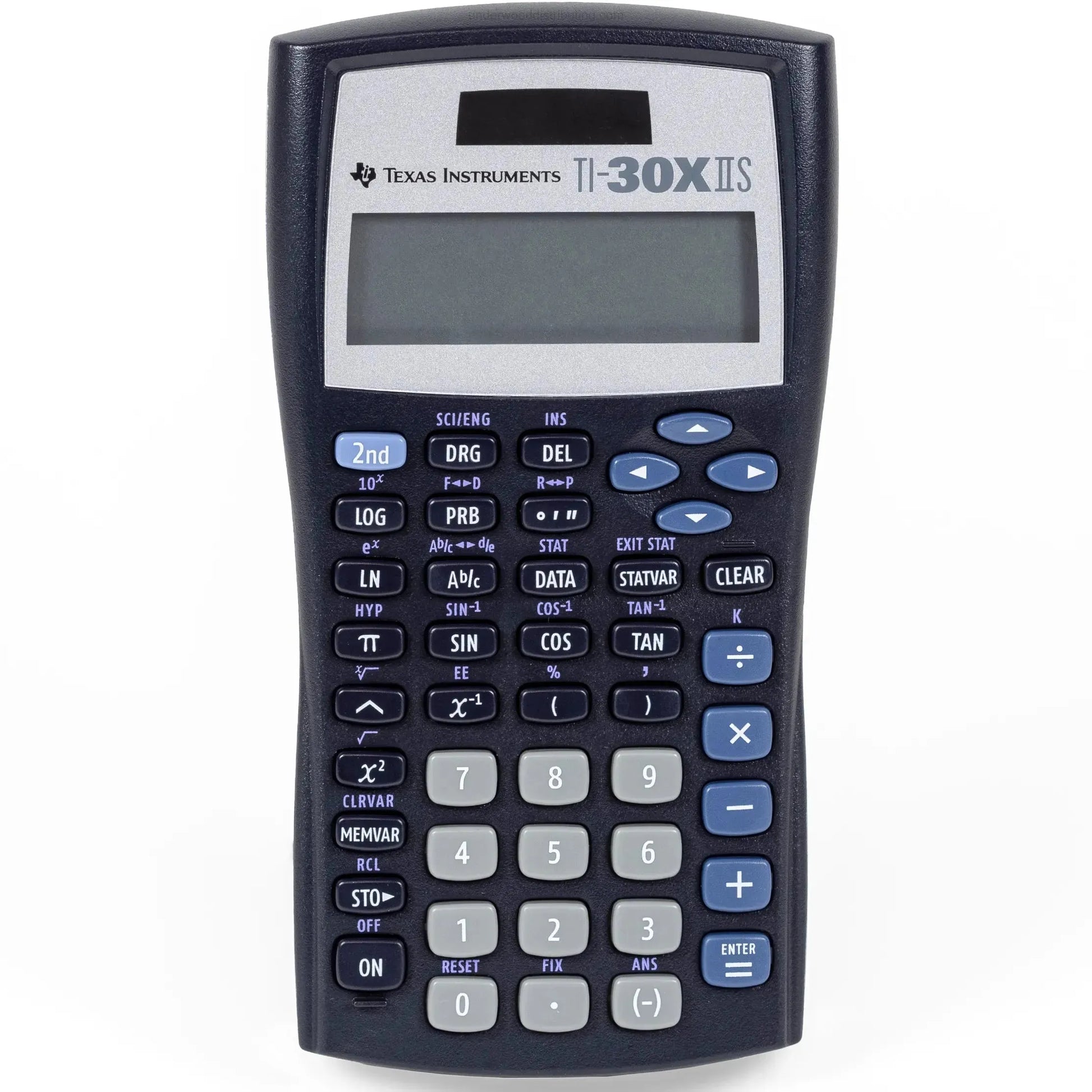 Texas Instruments TI-30XIIS scientific calculator, front view, Underwood Distributing Co.