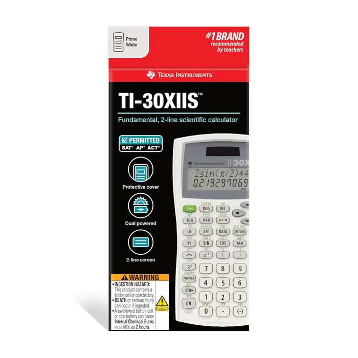 Texas Instruments TI-30XIIS scientific calculator in white, retail box, Underwood Distributing Co.