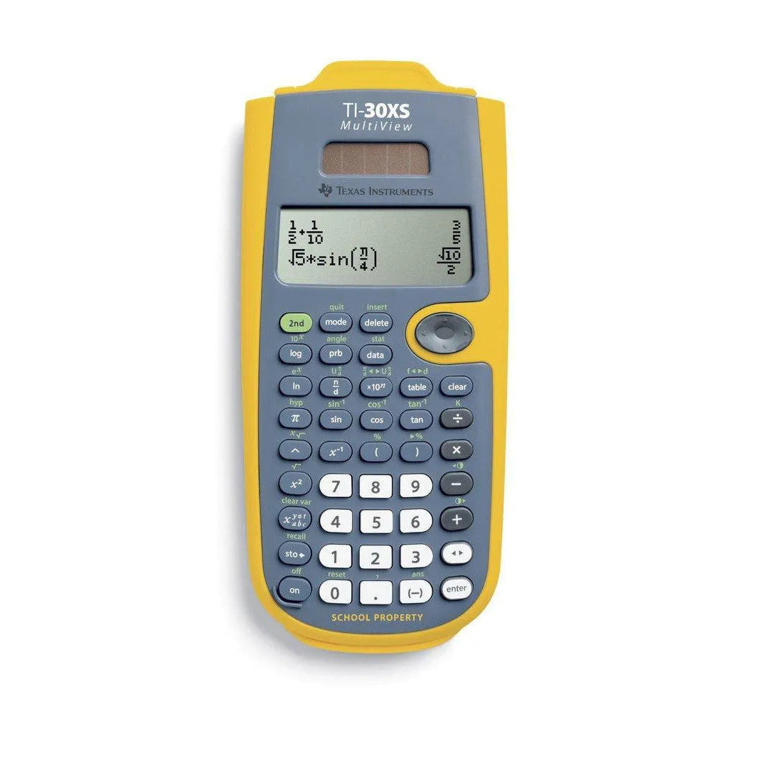 Texas Instruments TI-30XS MultiView scientific calculator with yellow case from Underwood Distributing Co.