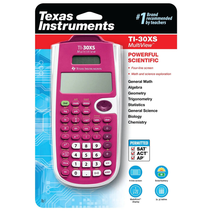 TI-30XS MultiView Scientific Calculator - Pink - Underwood Distributing Co.