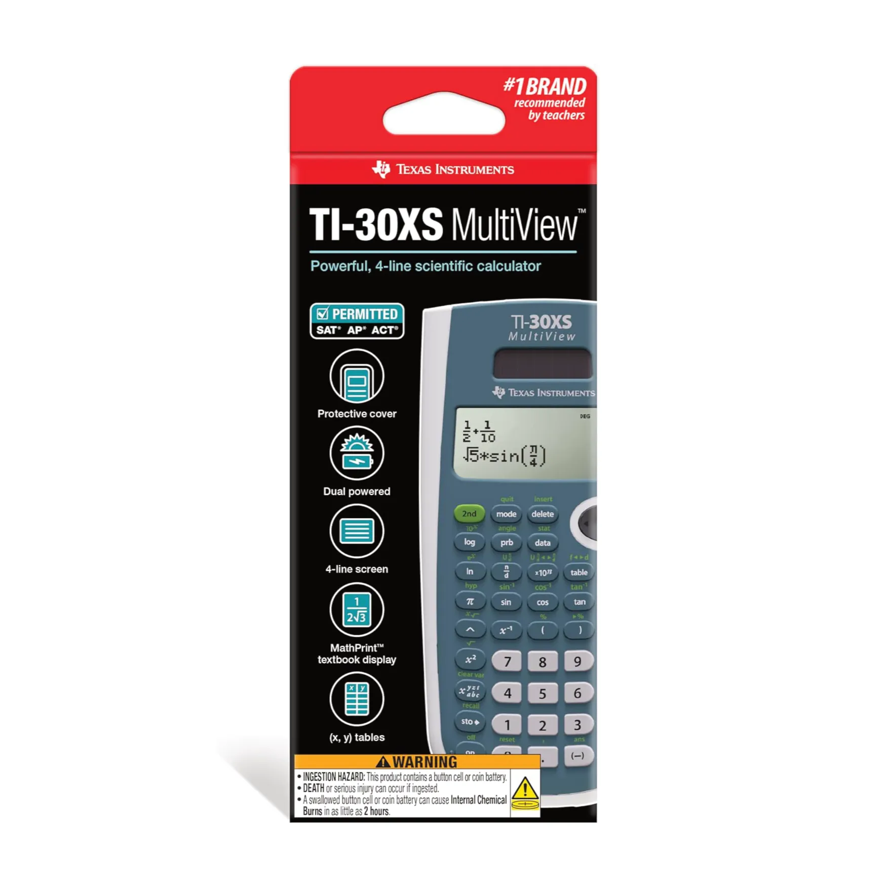 Texas Instruments TI-30XS MultiView scientific calculator in retail packaging from Underwood Distributing Co.