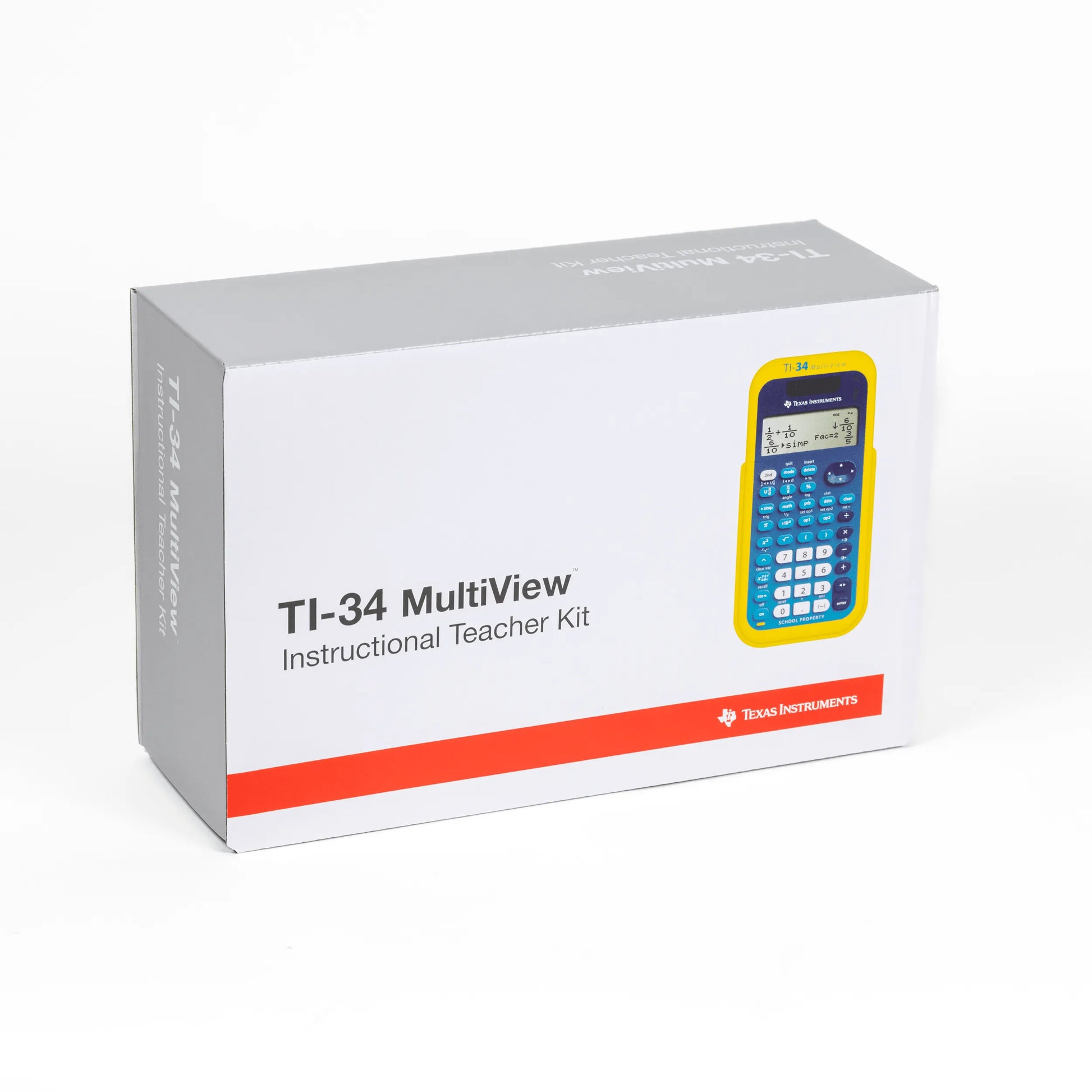 TI-34 MultiView Teacher Kit box with Texas Instruments yellow calculator, Underwood Distributing