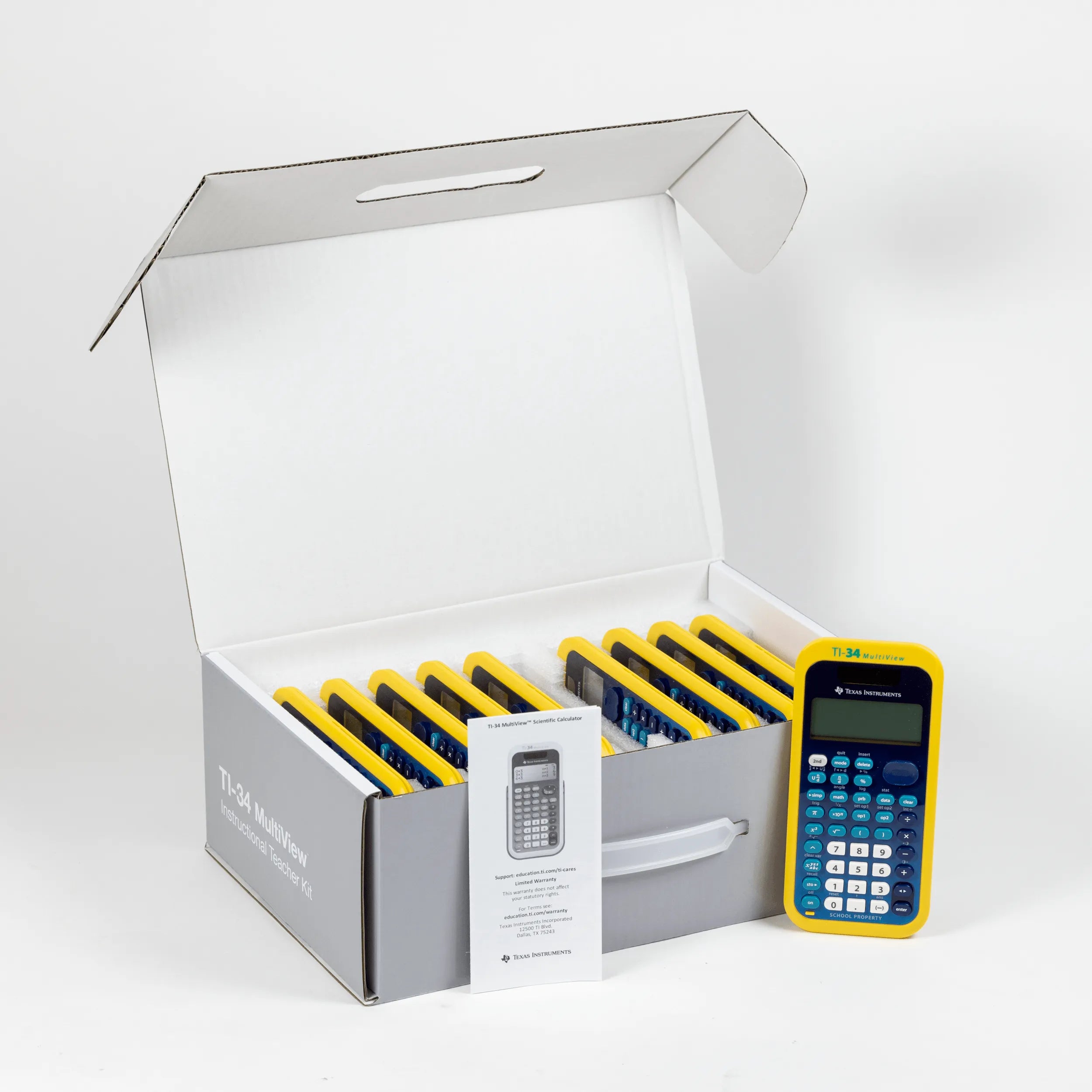 TI-34 MultiView Teacher Pack of 10 yellow scientific calculators from Underwood Distributing Co.