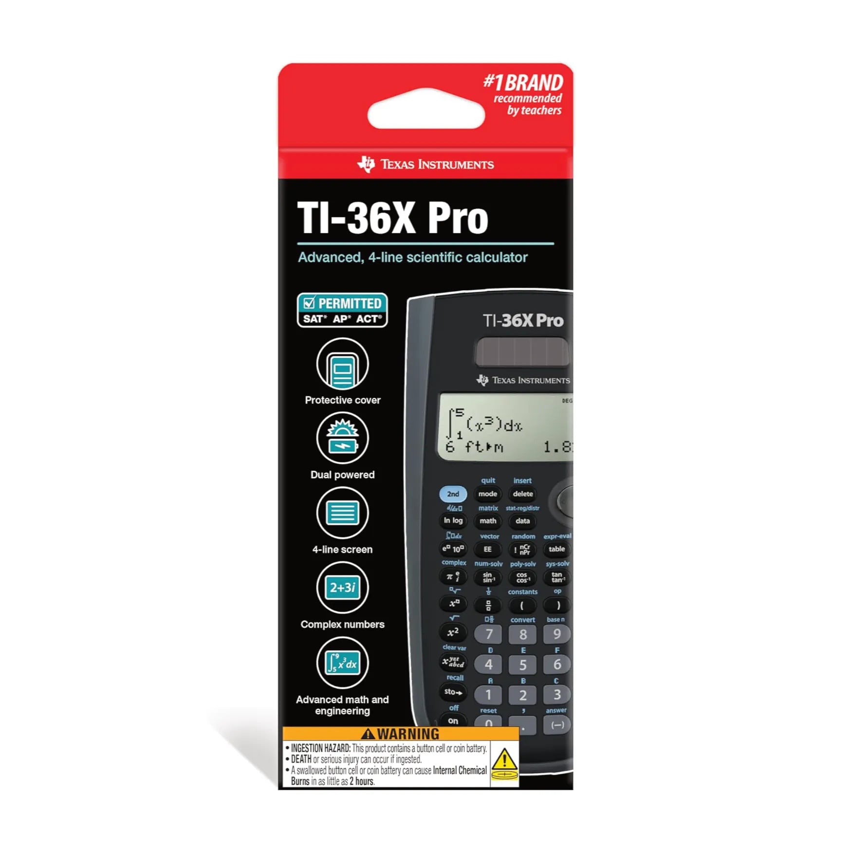 Texas Instruments TI-36X Pro scientific calculator in retail packaging, Underwood Distributing Co.