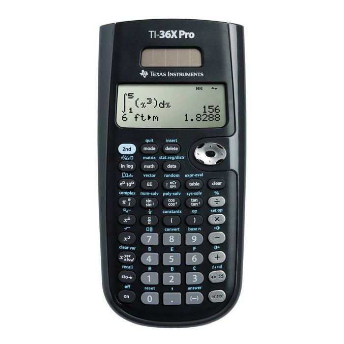 TI-36X Pro scientific calculator by Texas Instruments, shown powered on, sold by Underwood Distributing Co.