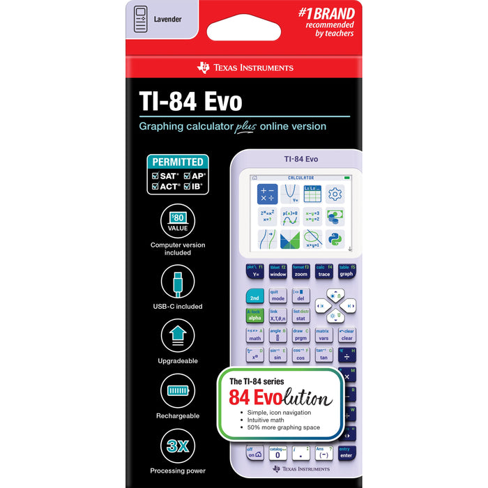 TI-84 Evo Graphing Calculator - Lavender - Underwood Distributing Co.