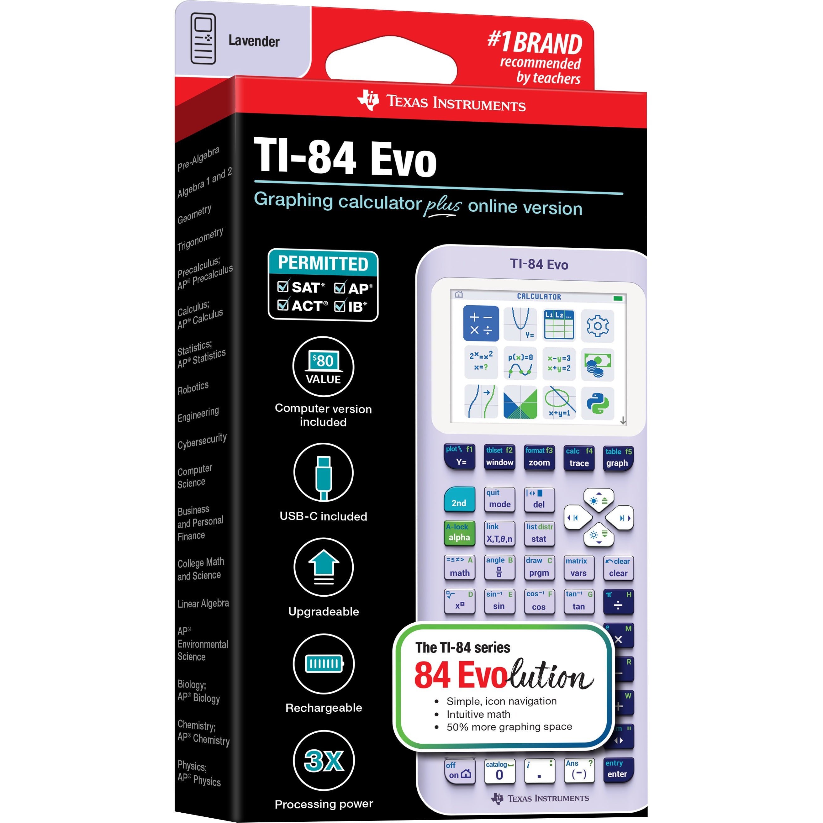 TI-84 Evo Graphing Calculator - Lavender - Underwood Distributing Co.