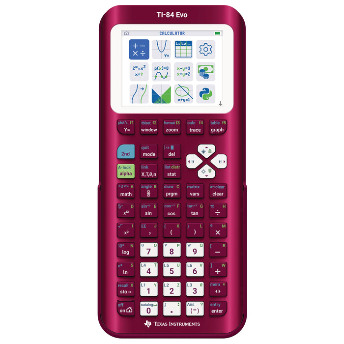TI-84 Evo Graphing Calculator - Raspberry (Metallic) - Underwood Distributing Co.