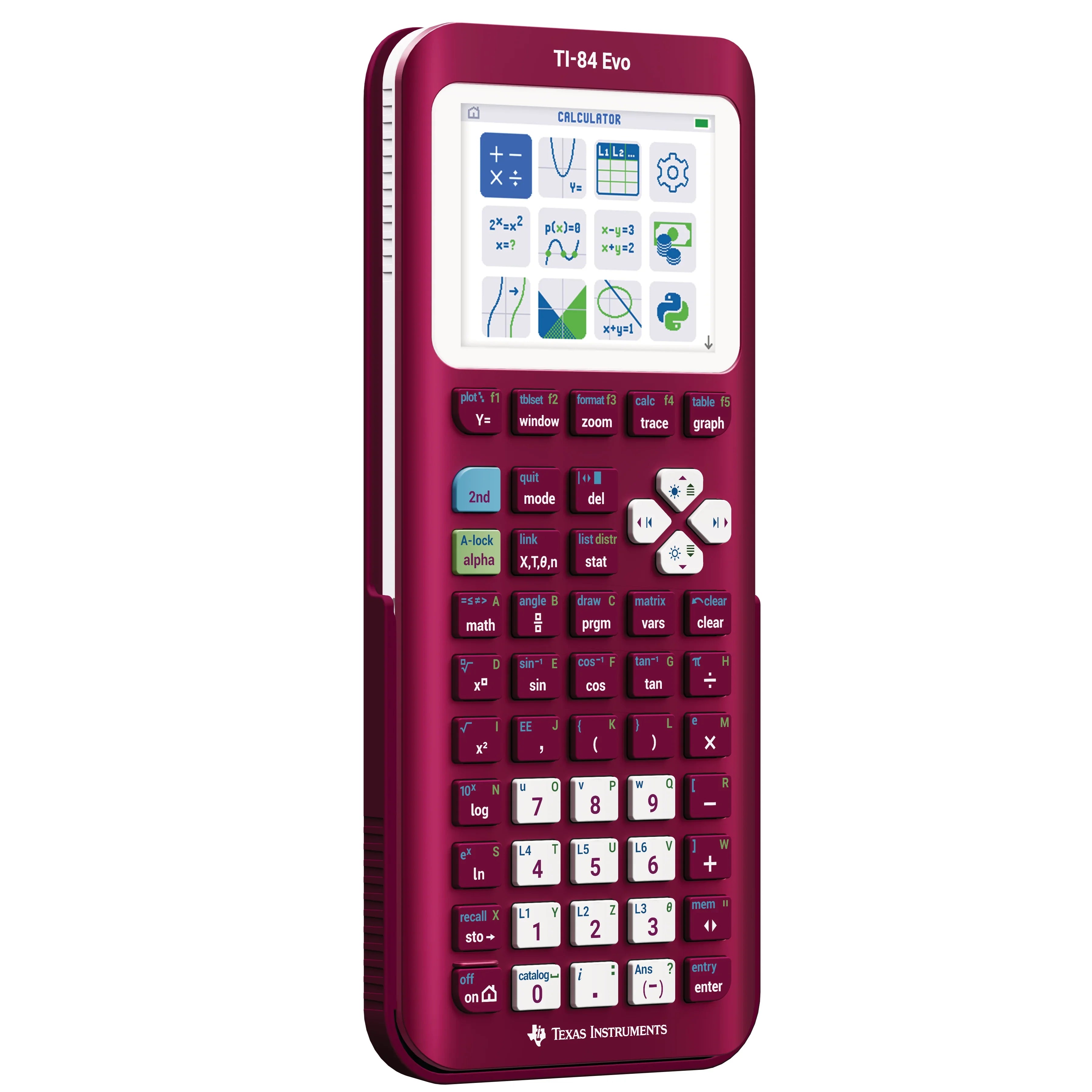 TI-84 Evo Graphing Calculator - Raspberry (Metallic) - Underwood Distributing Co.