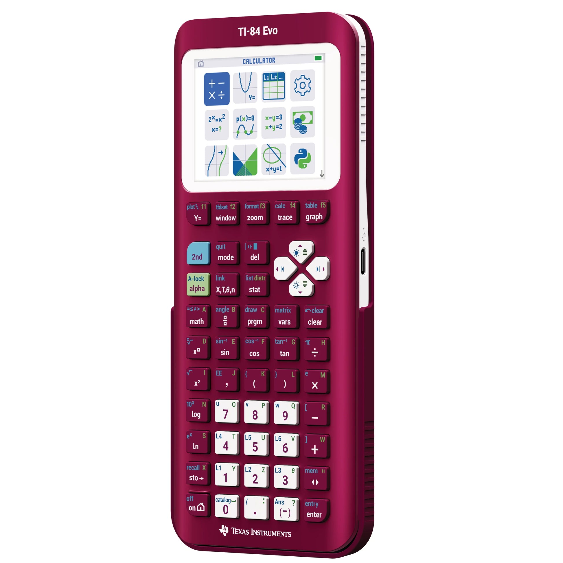 TI-84 Evo Graphing Calculator - Raspberry (Metallic) - Underwood Distributing Co.