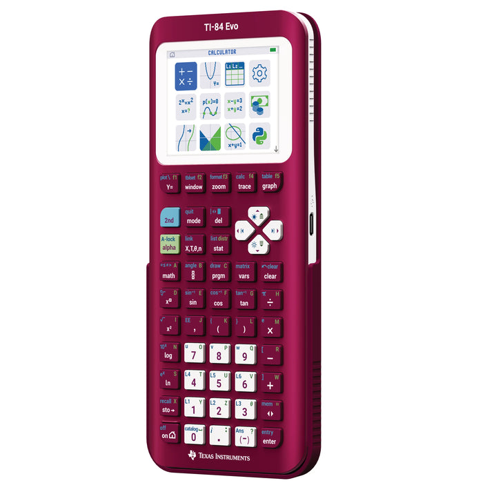 TI-84 Evo Graphing Calculator - Raspberry (Metallic) - Underwood Distributing Co.