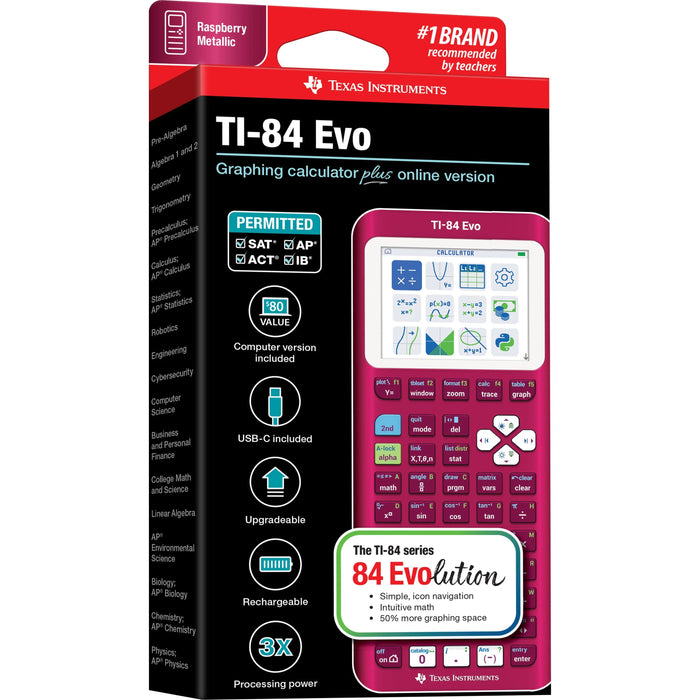 TI-84 Evo Graphing Calculator - Raspberry (Metallic) - Underwood Distributing Co.