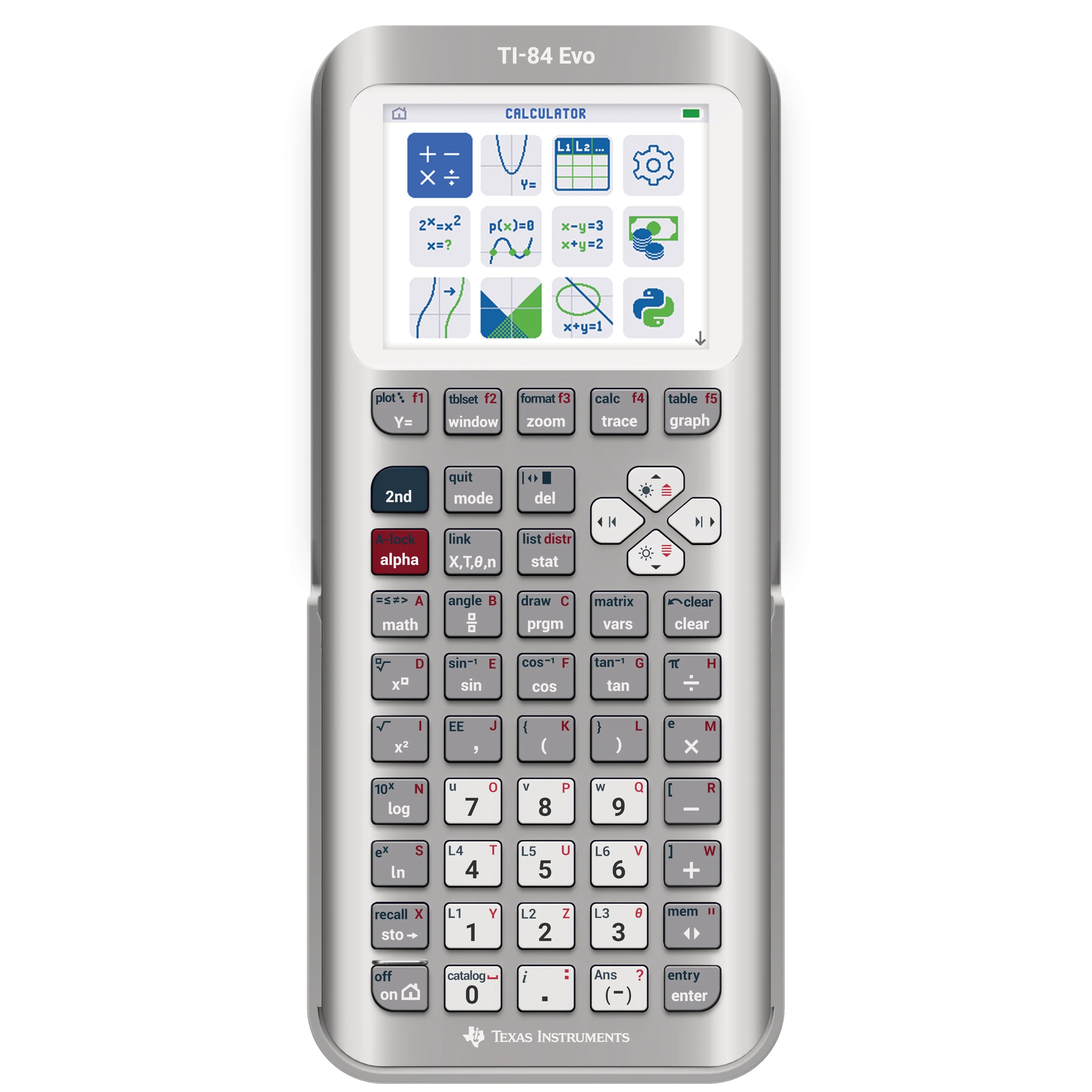 TI-84 Evo Graphing Calculator - Silver (Metallic) - Underwood Distributing Co.