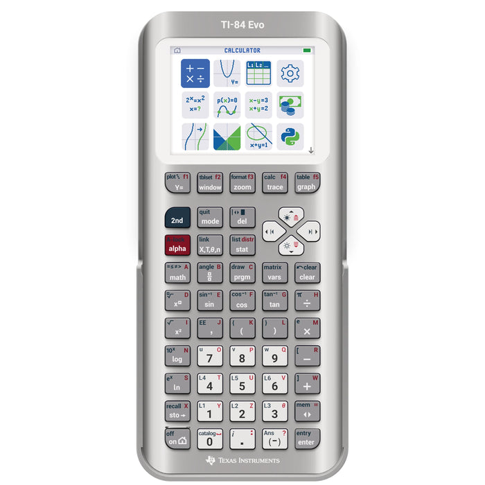 TI-84 Evo Graphing Calculator - Silver (Metallic) - Underwood Distributing Co.