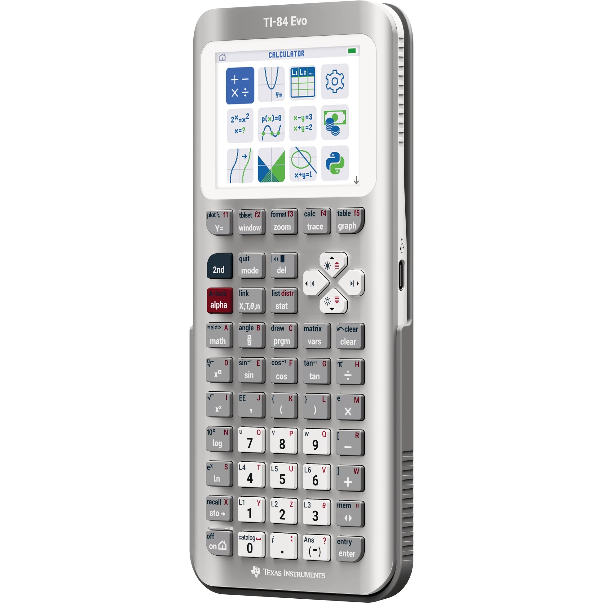 TI-84 Evo Graphing Calculator - Silver (Metallic) - Underwood Distributing Co.